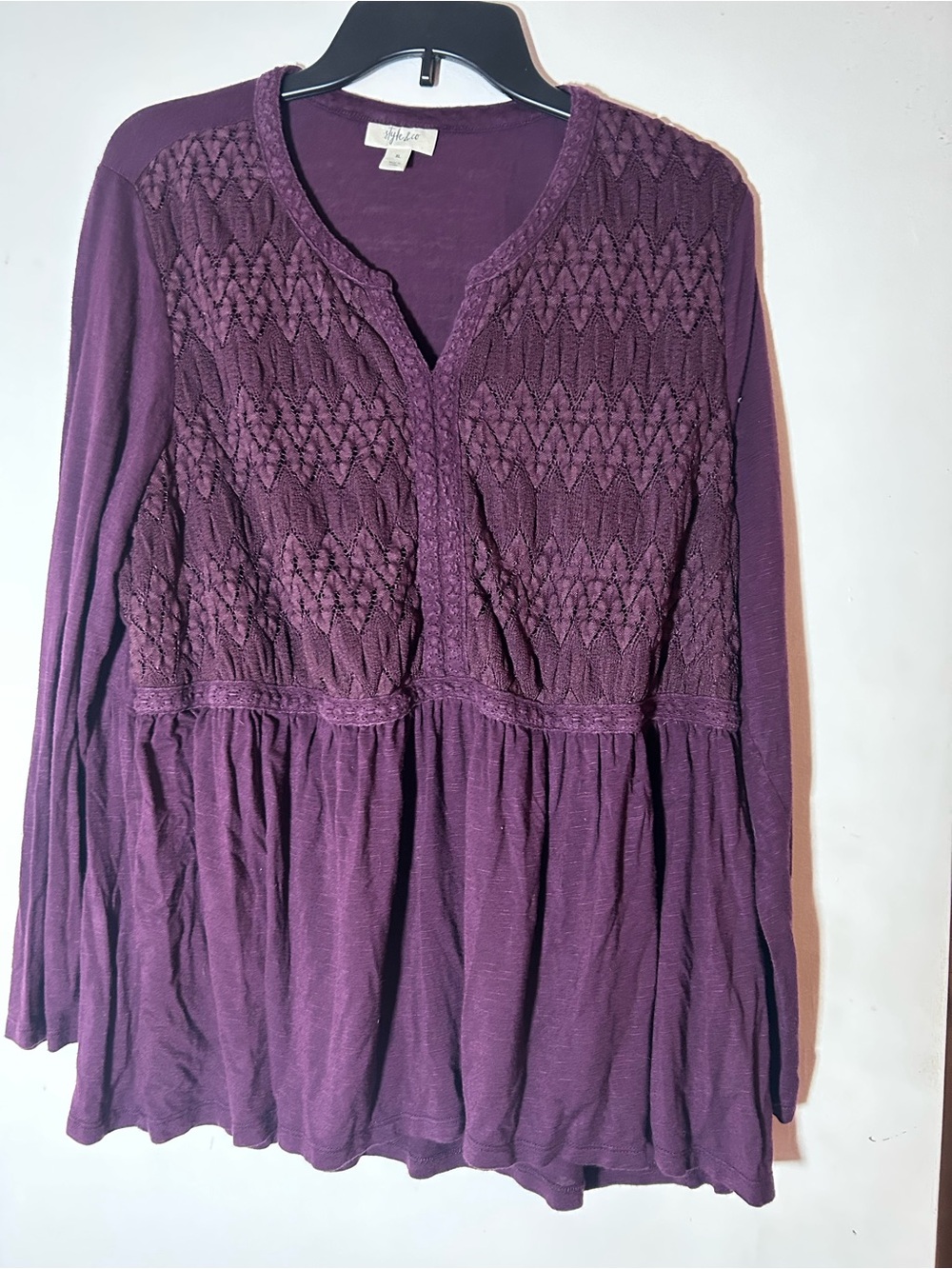 Style & Co XL Plum Knit Mim Core Top
